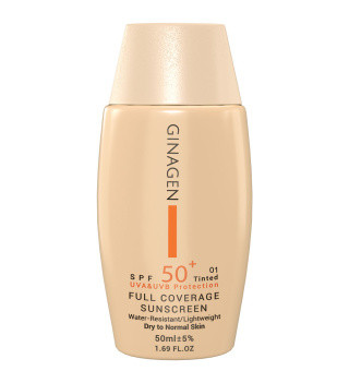 کرم ضد آفتاب رنگی 01ژیناژن مدل Full Coverage با spf 50 مناسب پوست معمولی و خشک حجم 50 میلی لیتر